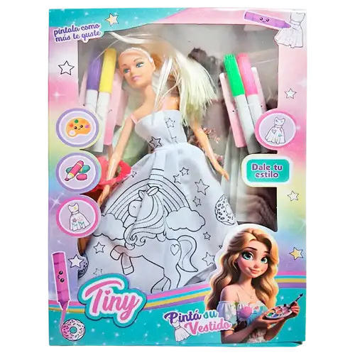 MUNIECA TINY PARA PINTAR CON FIBRAS