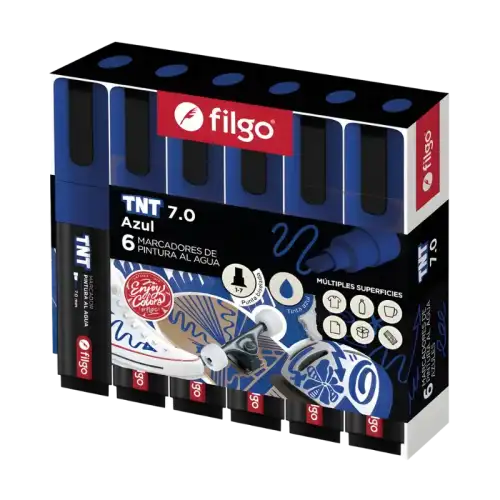 MARCADOR PINTURA AL AGUA TNT 7.0 AZUL X1 FILGO