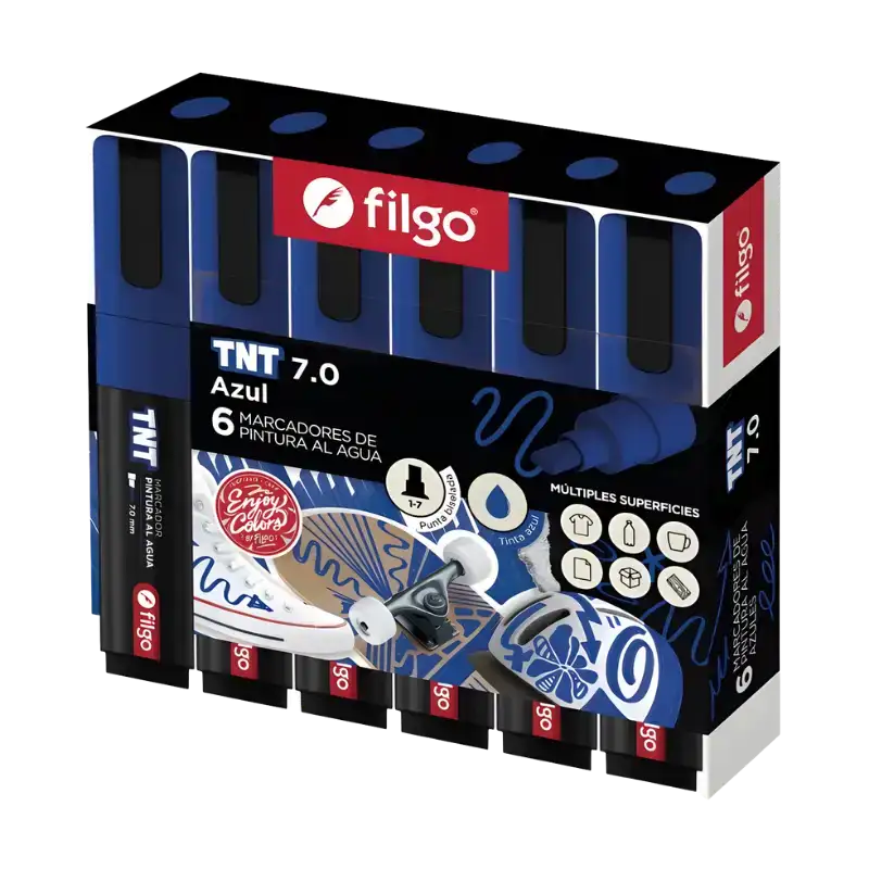 MARCADOR PINTURA AL AGUA TNT 7.0 AZUL X1 FILGO