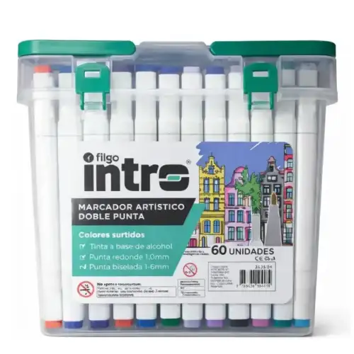 MARCADOR ARTISTICO DOBLE PUNTA EST X 60 FILGO