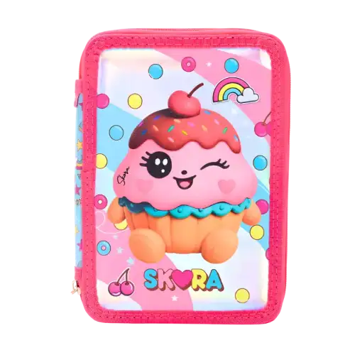 CARTUCHERA CANOPLA DOS PISOS HAPPY TEEN KAWAII