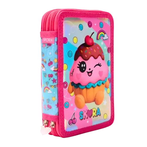 CARTUCHERA CANOPLA DOS PISOS HAPPY TEEN KAWAII