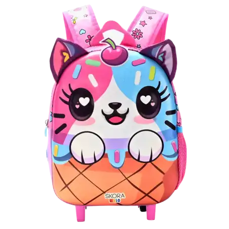 MOCHILA CARRO KAWAII TERMOFORMADA GATITO 12PULG