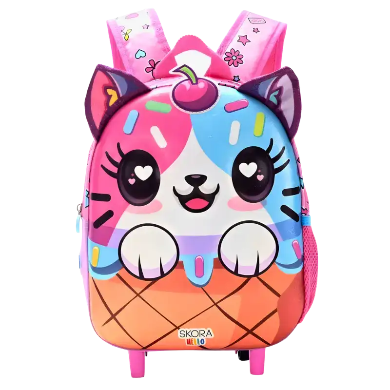 MOCHILA CARRO KAWAII TERMOFORMADA GATITO 12PULG
