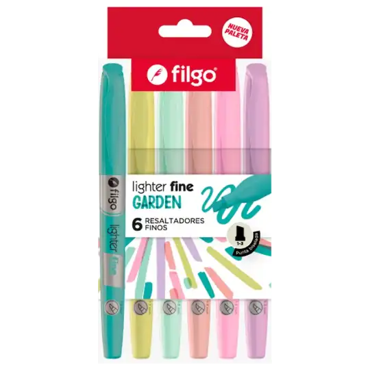 RESALTADOR LIGHTER FINE ESTUCHE X6 GARDEN FILGO