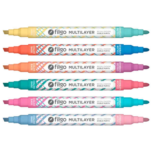 RESALTADOR CREATIVO DOBLE PUNTA MULTILAYER X6 FILG