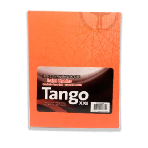 CUADERNO TANGO 16X21 98HJS RAYADAS ARANIA NARANJA