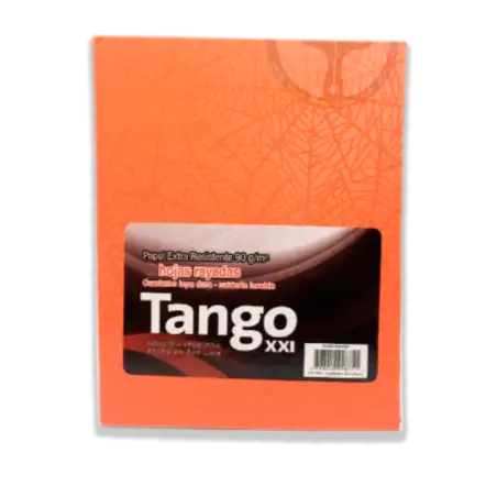 CUADERNO TANGO 16X21 98HJS RAYADAS ARANIA NARANJA