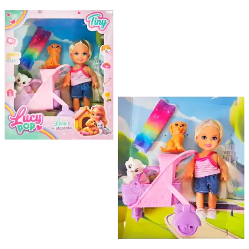 MINI MUNIECA LUCY POP CON MASCOTA