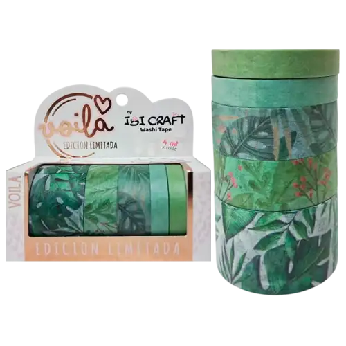 WASHI TAPE BOX 5ROLLOS LEAVES