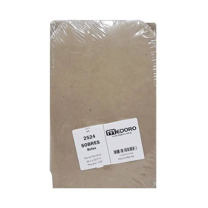 SOBRE PAPEL MADERA 80GR 16.2X22.9CM X100U