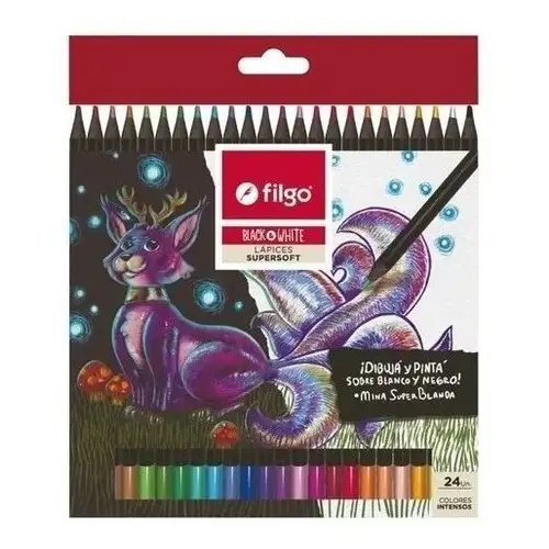 LAPICES DE COLORES BLACK & WHITE X24 LARGOS FILGO