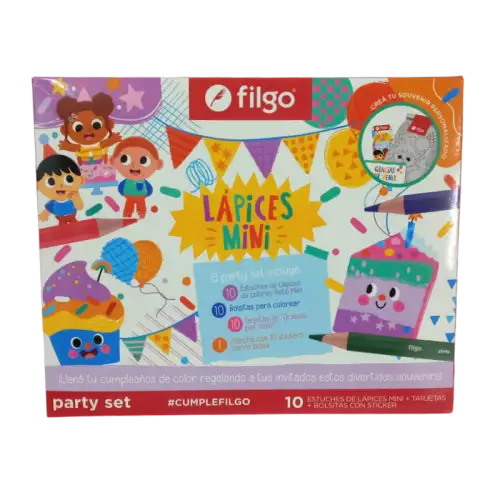PARTY SET LAPICES COLORES MINI FILGO
