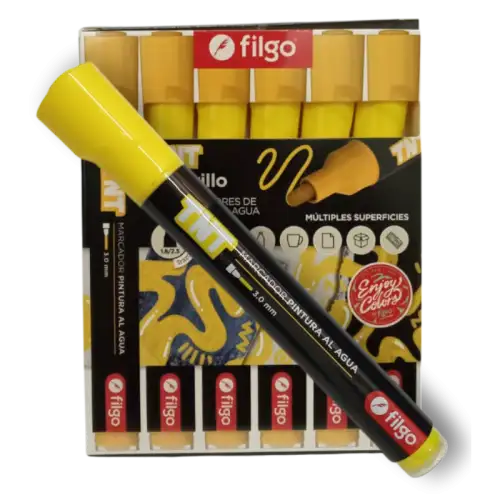 MARCADOR PINTURA AL AGUA TNT 3.0 AMARILLO X1 FILGO