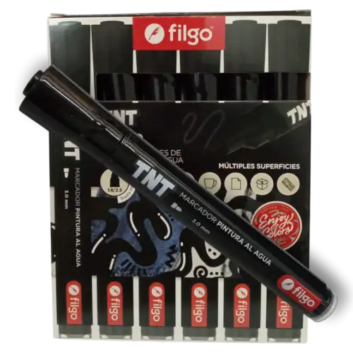 MARCADOR PINTURA AL AGUA TNT 3.0 NEGRO FILGO