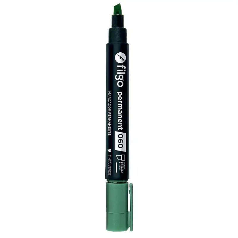 MARCADOR PERMANENTE 060 BISELADO VERDE X1 FILGO
