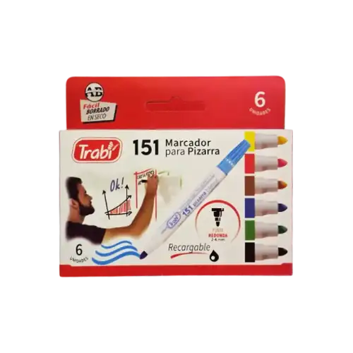 MARCADOR P/PIZARRA 151 X6 SURT TRABI