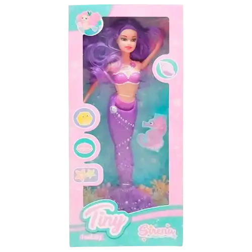 MUNIECA TINY SIRENA CON PELO DE COLOR