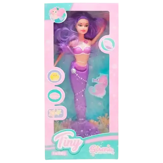 MUNIECA TINY SIRENA CON PELO DE COLOR