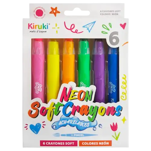 CRAYONES SOFT ACUARELABLES KIRUKI NEON X6