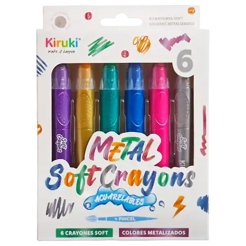 CRAYONES SOFT ACUARELABLES KIRUKI METALIZADOS X6