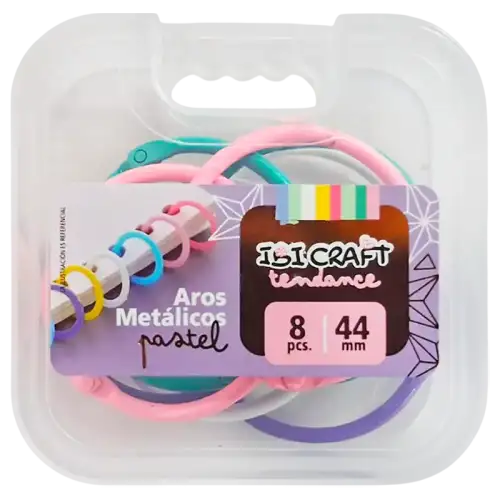 AROS METALICOS 4 COLORES PASTEL 44MM