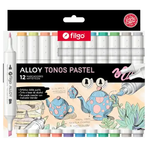 MARCADOR ARTISTICO DOBLE P ALLOY PASTEL X12 FILGO