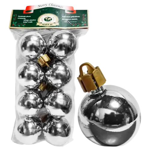 GLOBO BRILLANTE PLATA 40MM X8