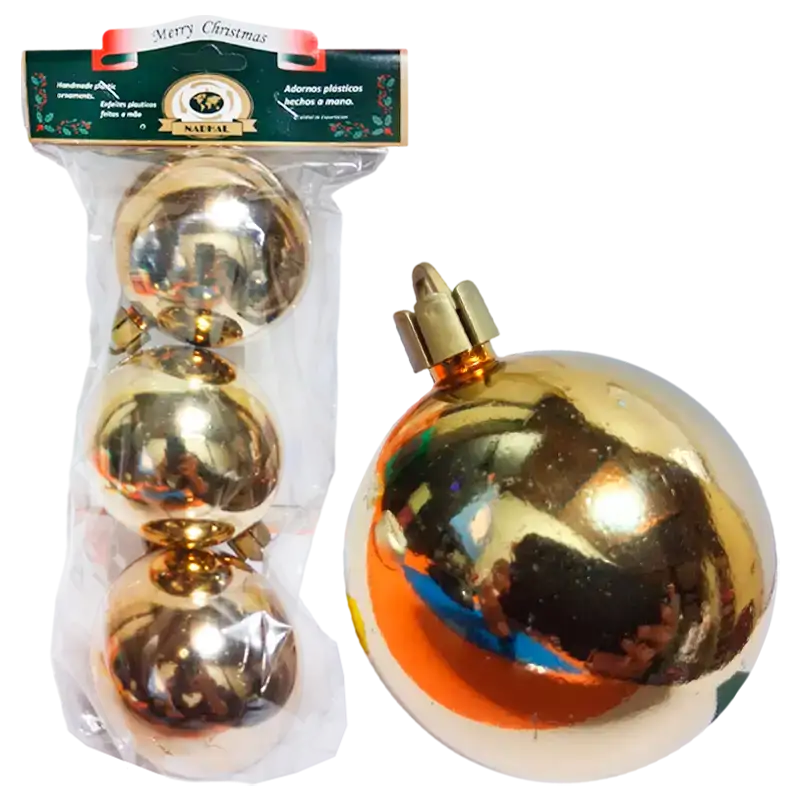 GLOBO BRILLANTE DORADO 70MM X3