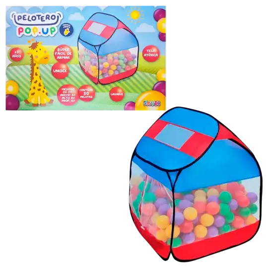 PELOTERO CASITA JIRAFA CON 50 PELOTAS