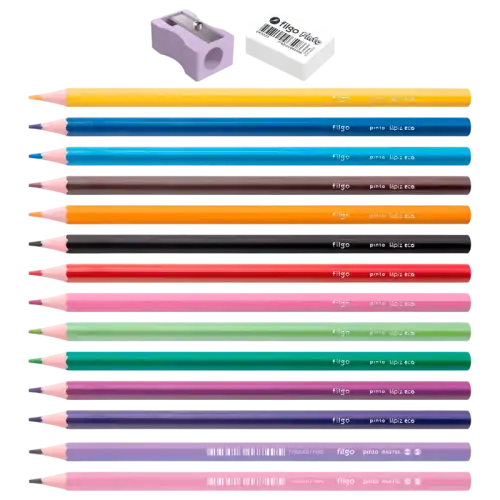 LAPICES DE COLORES PINTO X12+2HB NENA FILGO