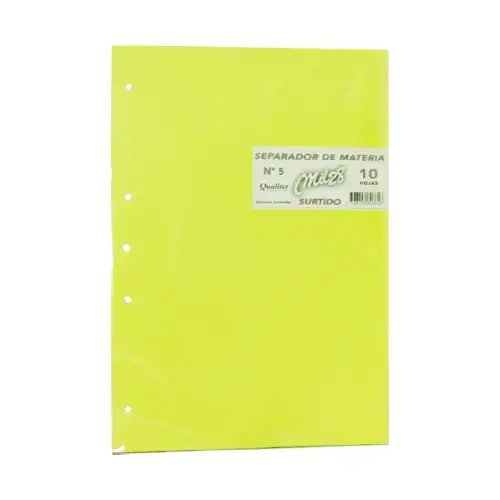 SEPARADOR DE CARTULINA OFICIO SURTIDO X10HJS MIL28